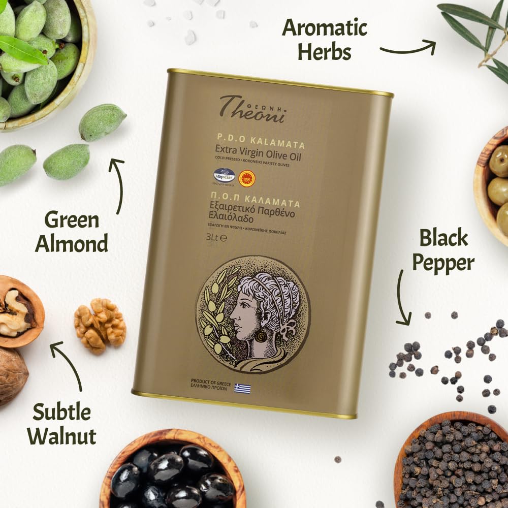 Theoni Kalamata PDO Extra Virgin Olive Oil (3 Liter TIN)