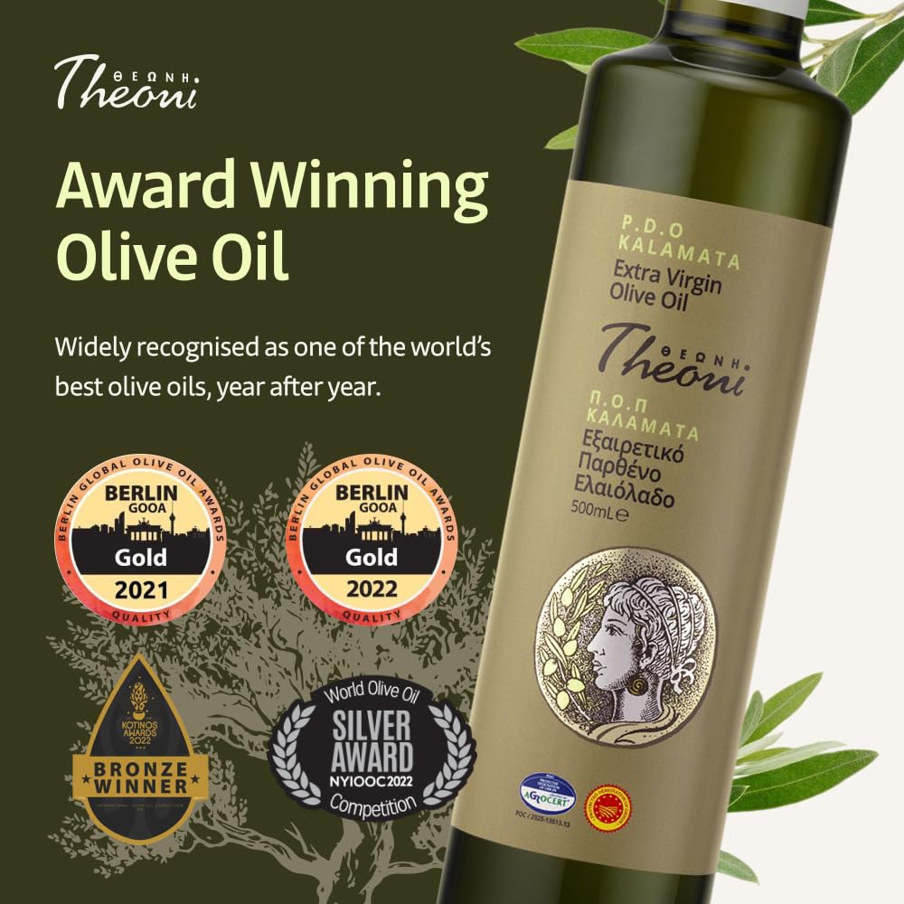 Theoni Kalamata PDO Extra Virgin Olive Oil (2x500ml Glass)