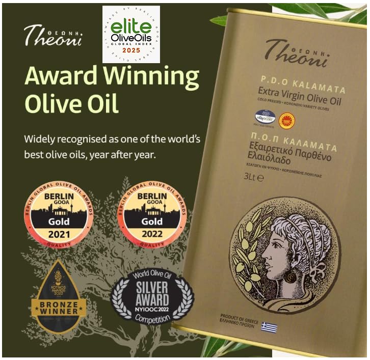 Theoni Kalamata PDO Extra Virgin Olive Oil (3 Liter TIN)